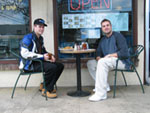 Two young gents enjoying their Village Pantry breakfast.